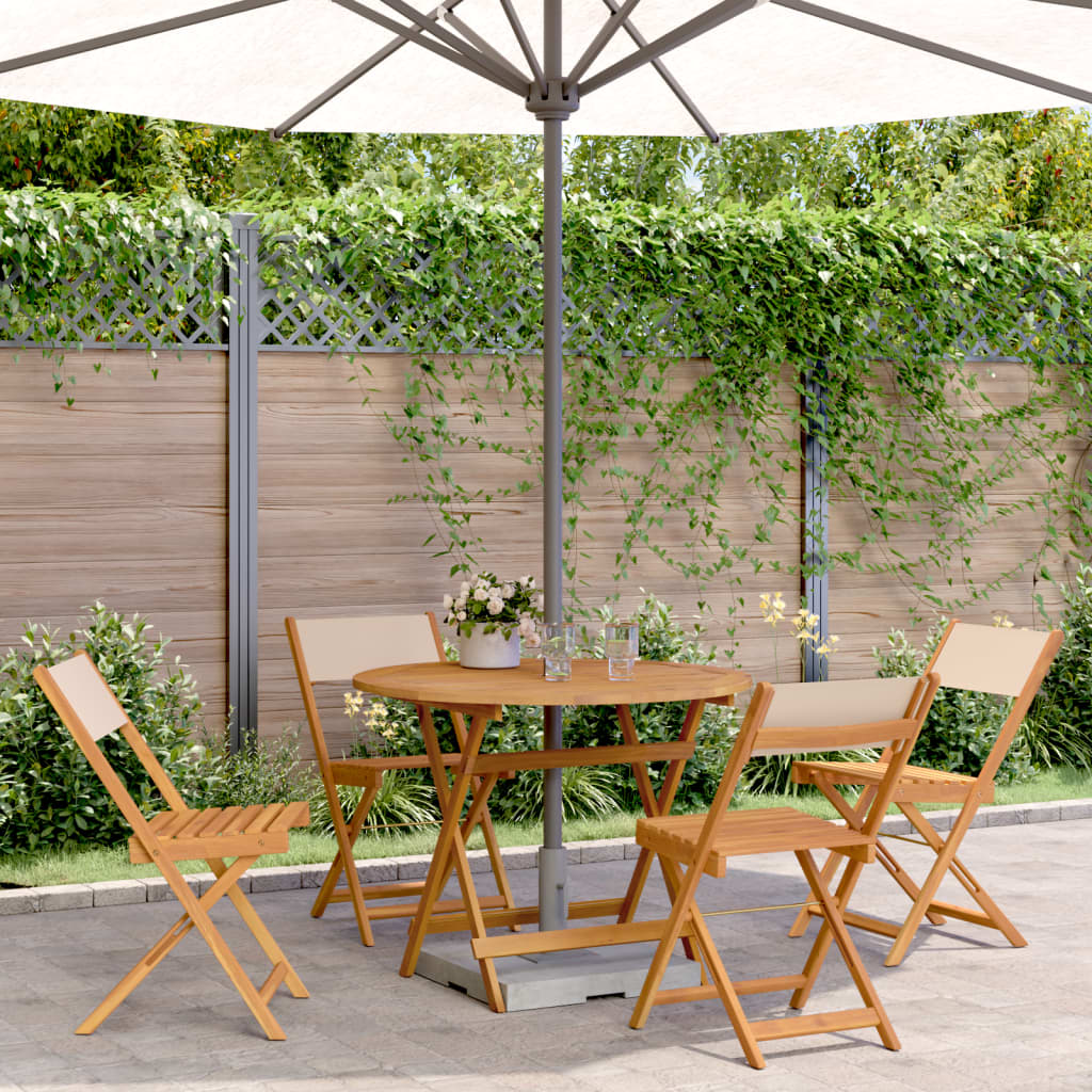 5-tlg. Garten-Essgruppe Stoff und Massivholz Beige