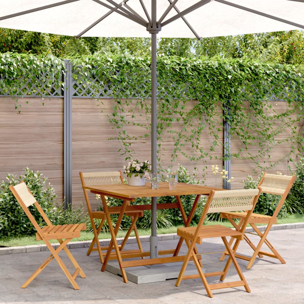 5-tlg. Garten-Essgruppe Polypropylen und Massivholz Beige