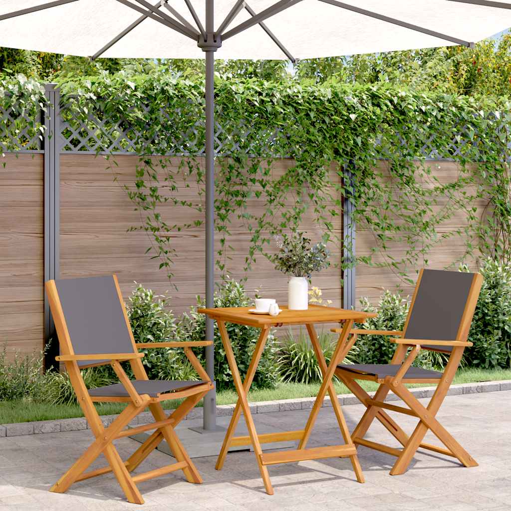 3-tlg. Bistro-Set Anthrazit Stoff und Massivholz