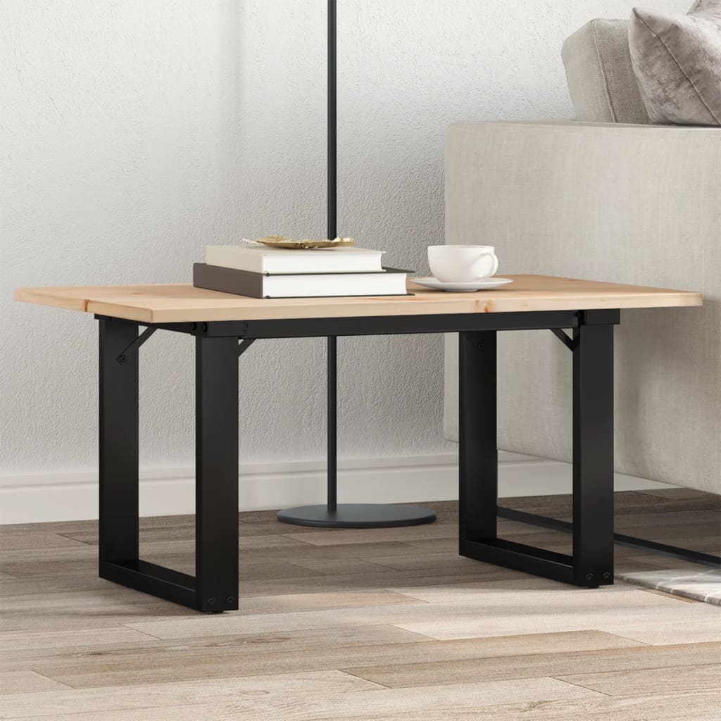 Couchtisch O-Gestell 80x50x40cm Massivholz Kiefer und Stahl