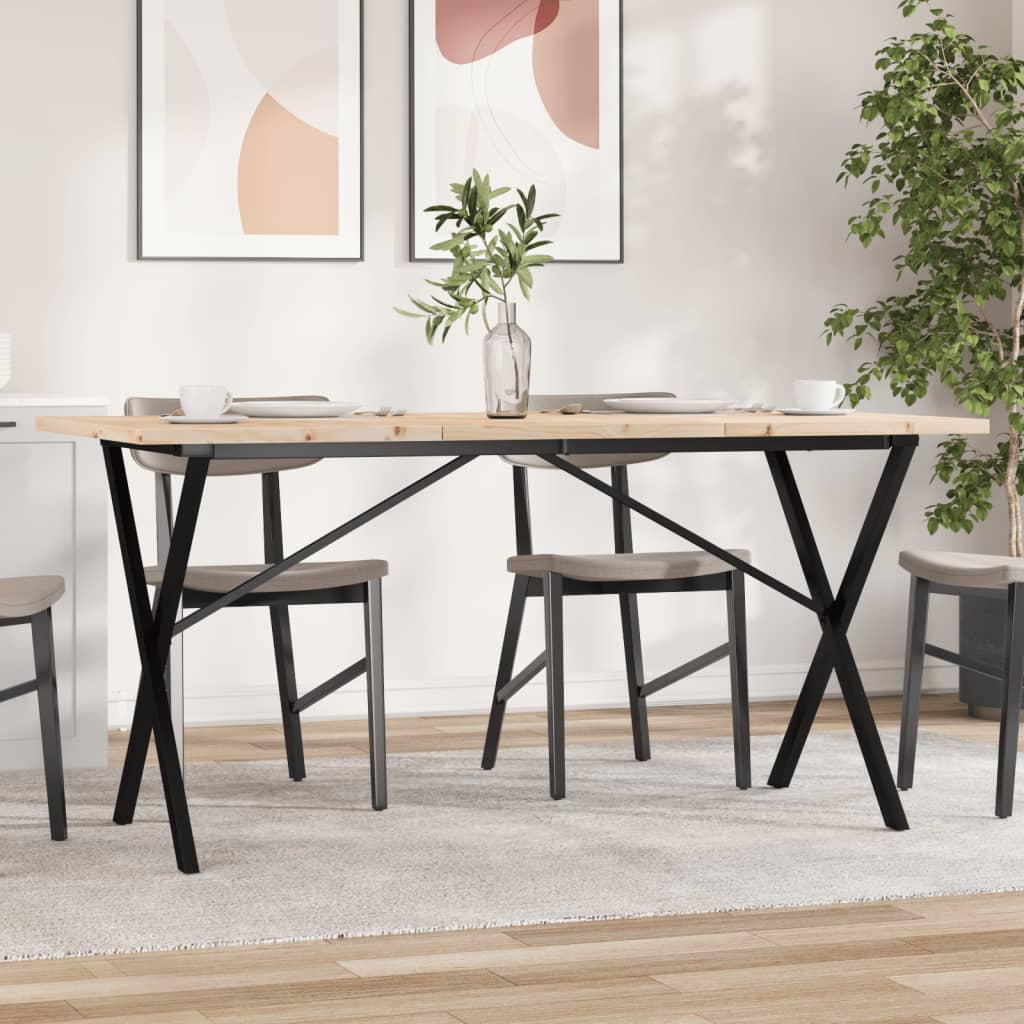 Esstisch X-Gestell 160x80x75,5 cm Massivholz Kiefer & Stahl