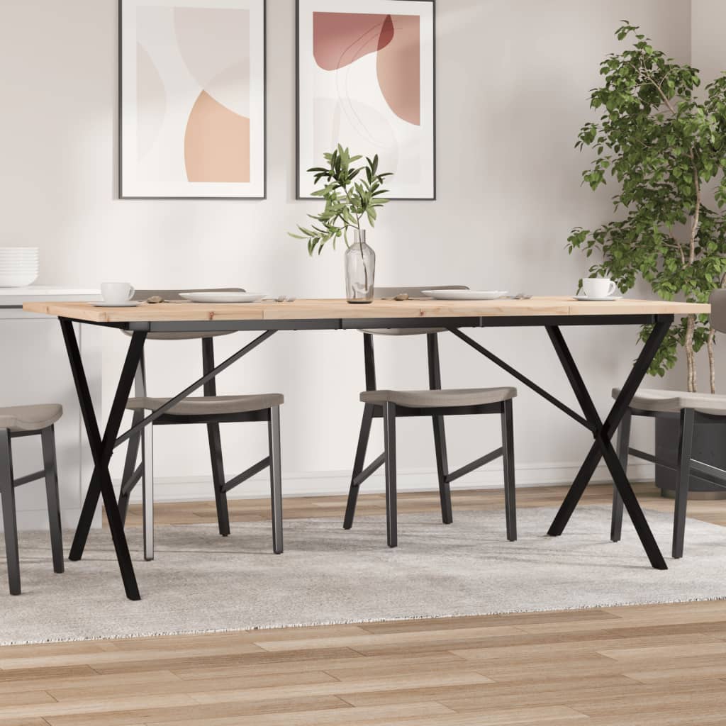 Esstisch X-Gestell 180x90x75,5 cm Massivholz Kiefer & Stahl