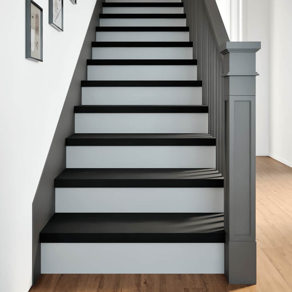 Treppenstufen 4 Stk. Braun-Schwarz 80x25x2 cm Massivholz Eiche