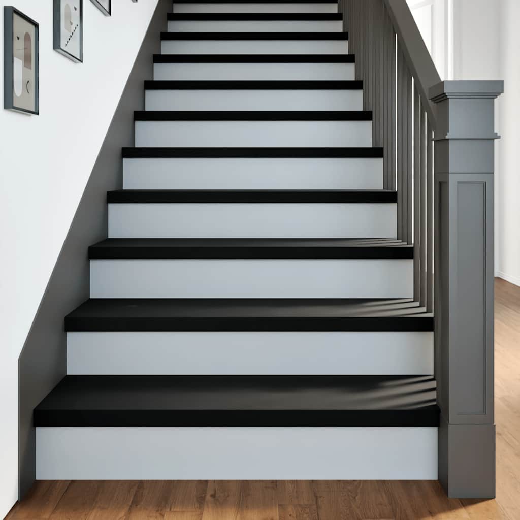 Treppenstufen 4 Stk. Braun-Schwarz 100x30x2 cm Massivholz Eiche