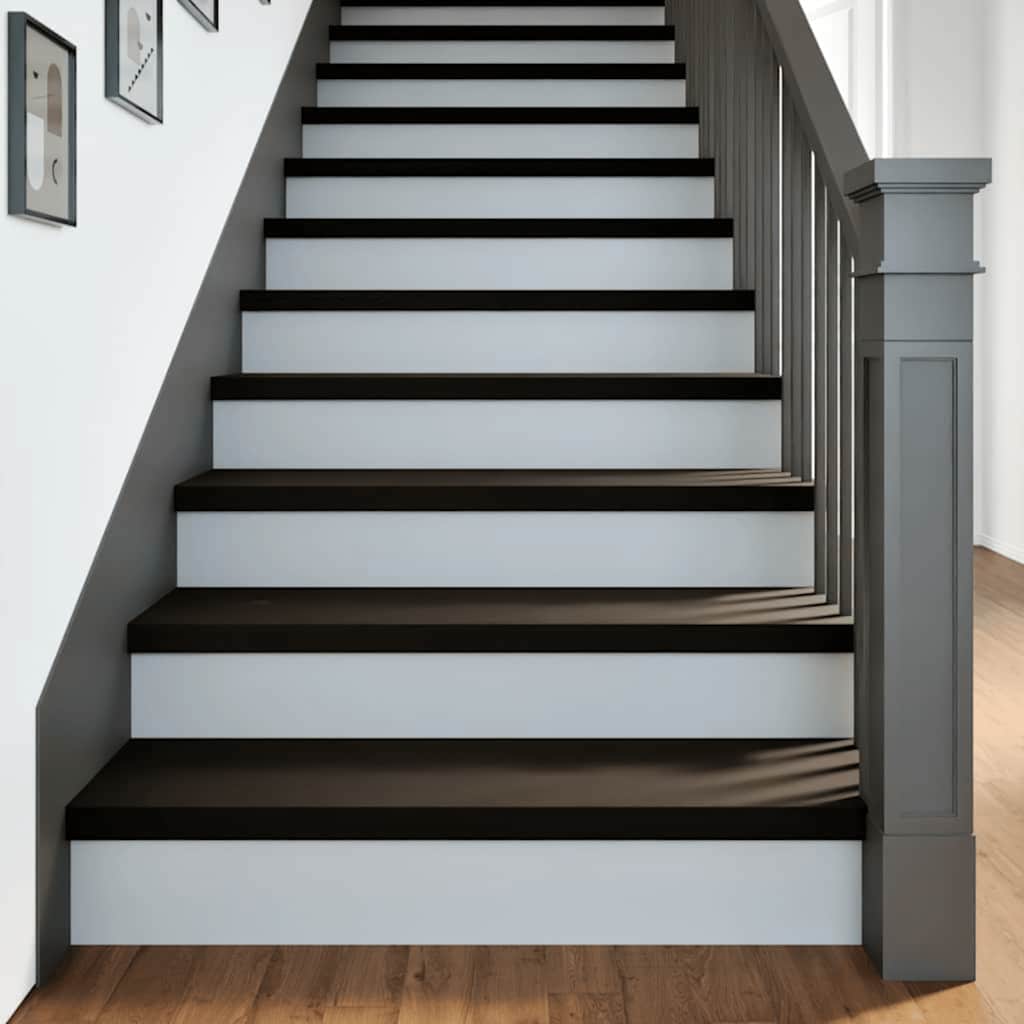 Treppenstufen 12 Stk. Braun-Schwarz 100x25x2 cm Massivholz Eiche
