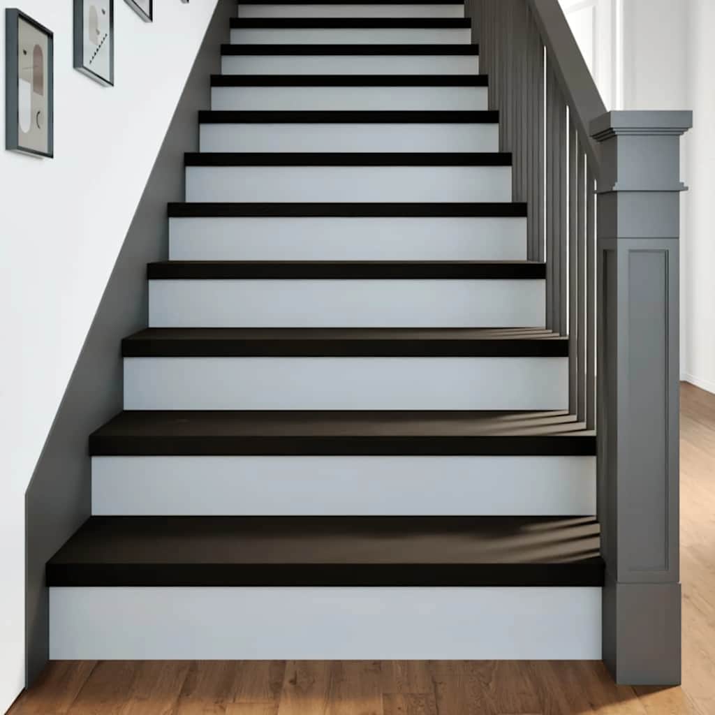 Treppenstufen 12 Stk. Braun-Schwarz 90x30x2 cm Massivholz Eiche