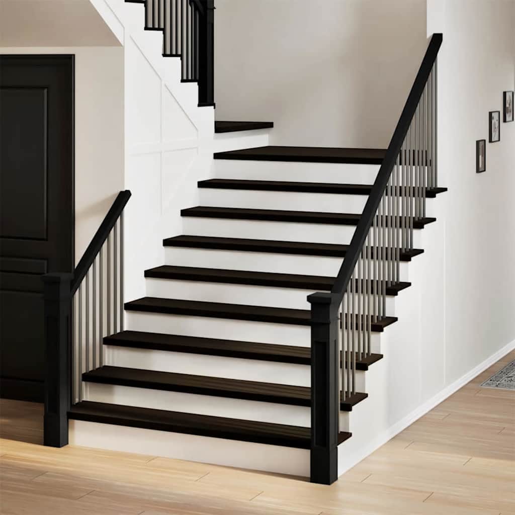Treppenstufen 12 Stk. Braun-Schwarz 120x30x2 cm Massivholz Eiche