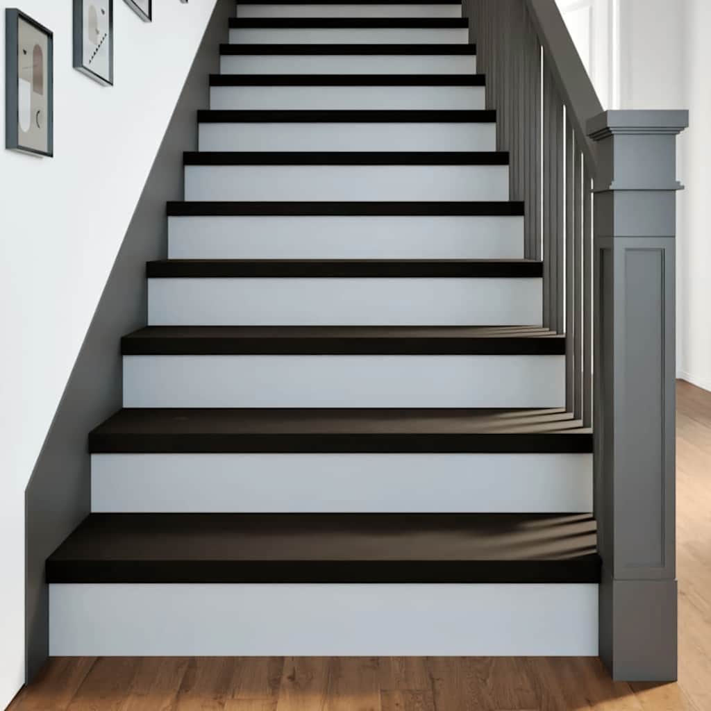 Treppenstufen 16 Stk. Braun-Schwarz 100x25x2 cm Massivholz Eiche