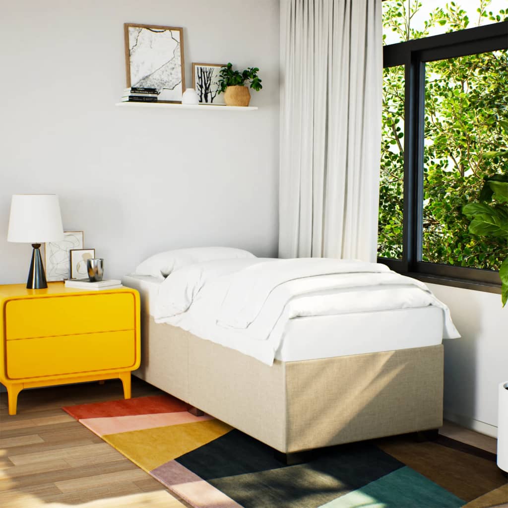 Bettgestell ohne Matratze Creme 90x190 cm Stoff