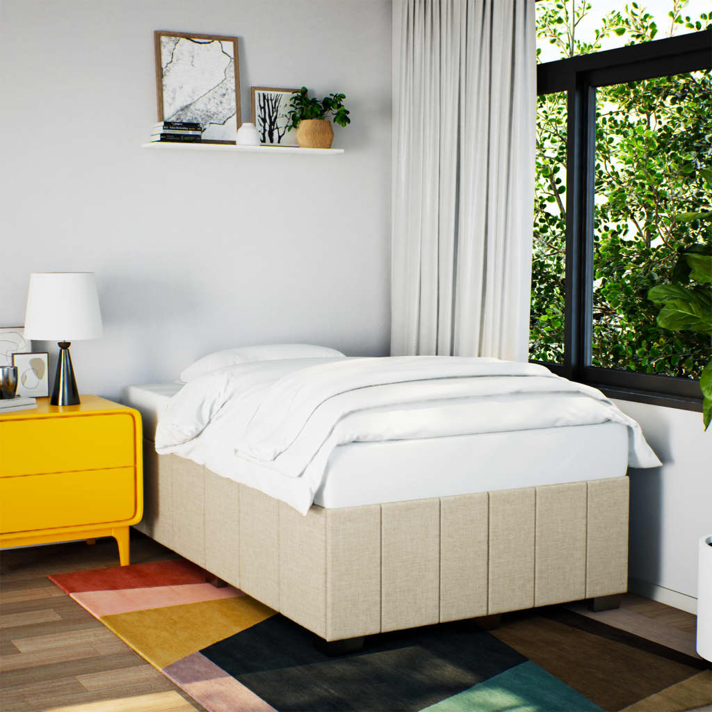 Bettgestell ohne Matratze Creme 120x190 cm Stoff