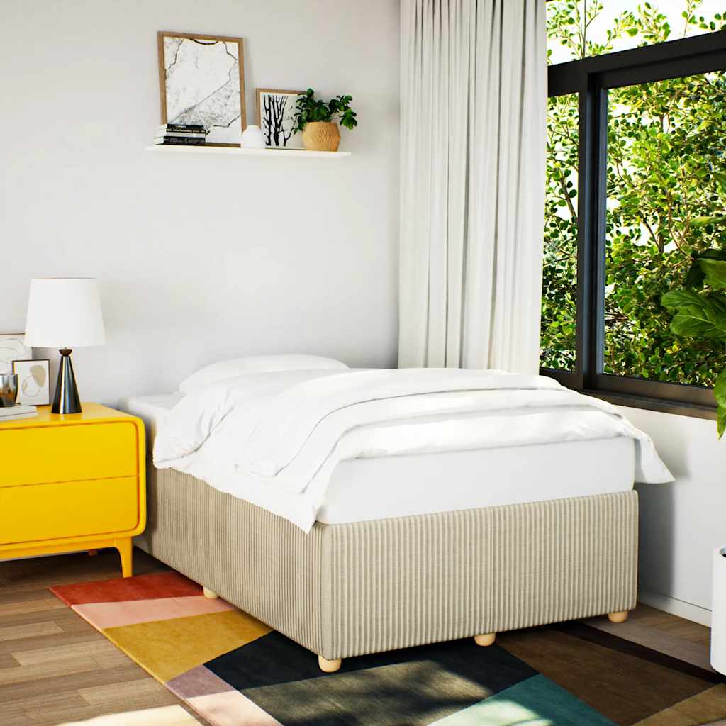 Bettgestell ohne Matratze Creme 120x200 cm Stoff