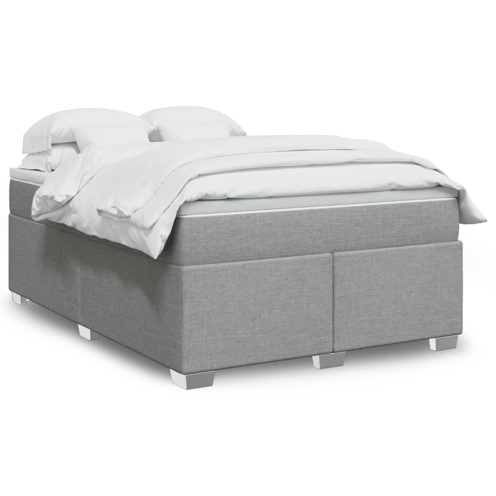 Boxspringbett mit Matratze Hellgrau 140x190 cm Stoff