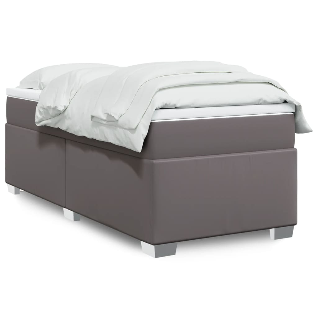Boxspringbett mit Matratze Grau 80x200 cm Kunstleder