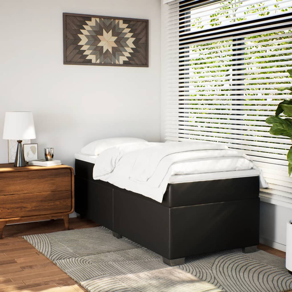 Boxspringbett mit Matratze Schwarz Kunstleder