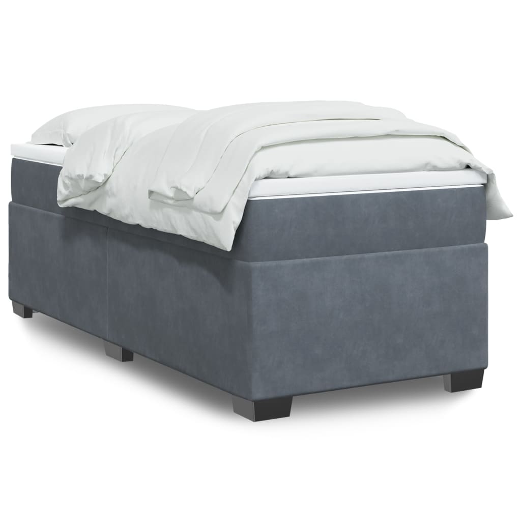 Boxspringbett mit Matratze Dunkelgrau 80x200 cm Samt