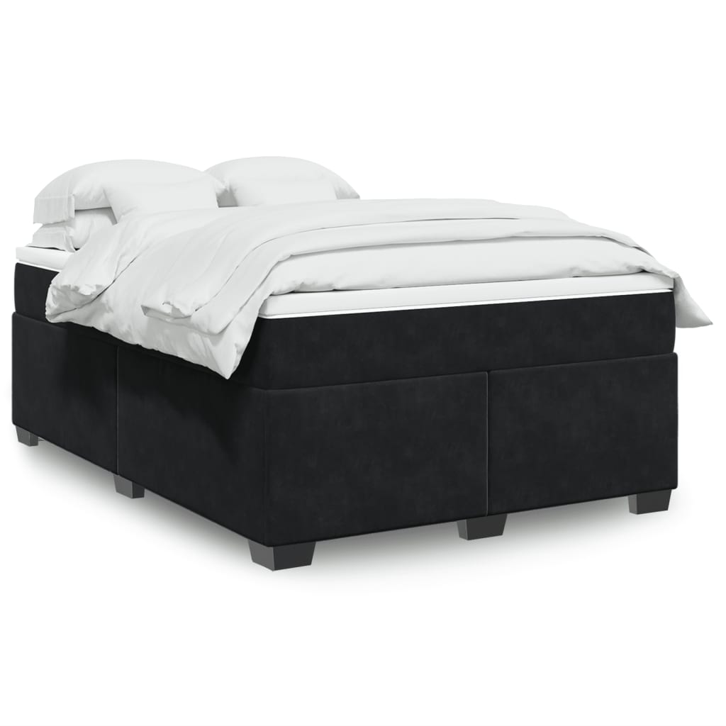 Boxspringbett mit Matratze Schwarz 140x190 cm Samt