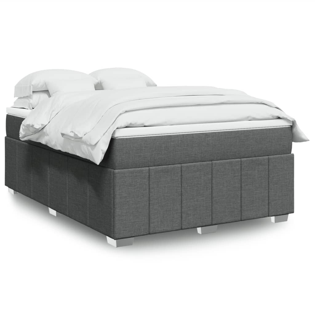 Boxspringbett mit Matratze Dunkelgrau 140x190 cm Stoff