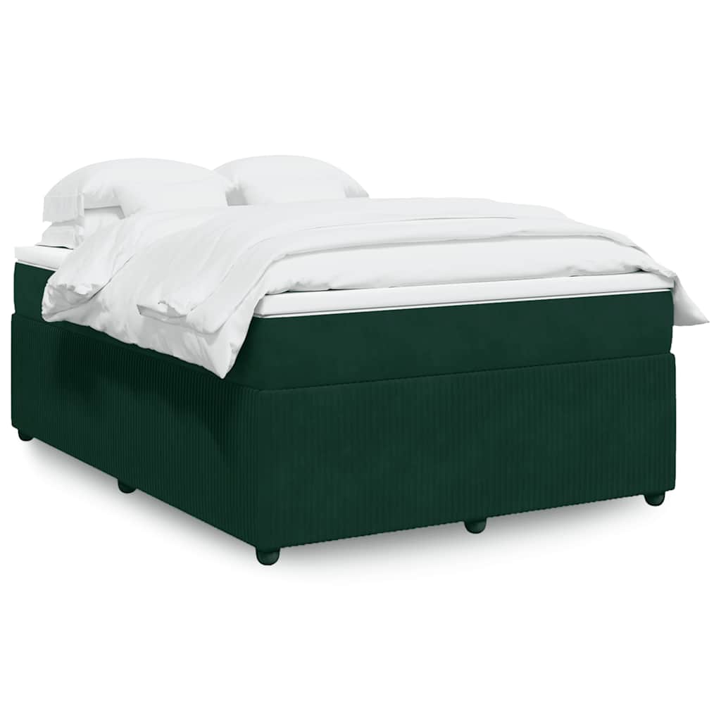 Boxspringbett mit Matratze Dunkelgrün 160x200 cm Samt