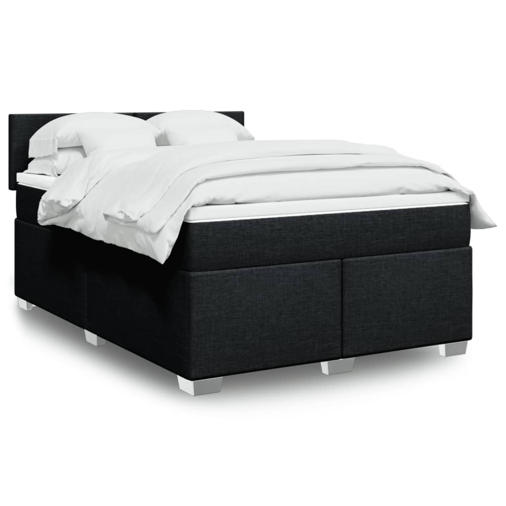Boxspringbett mit Matratze Schwarz 140x190 cm Stoff