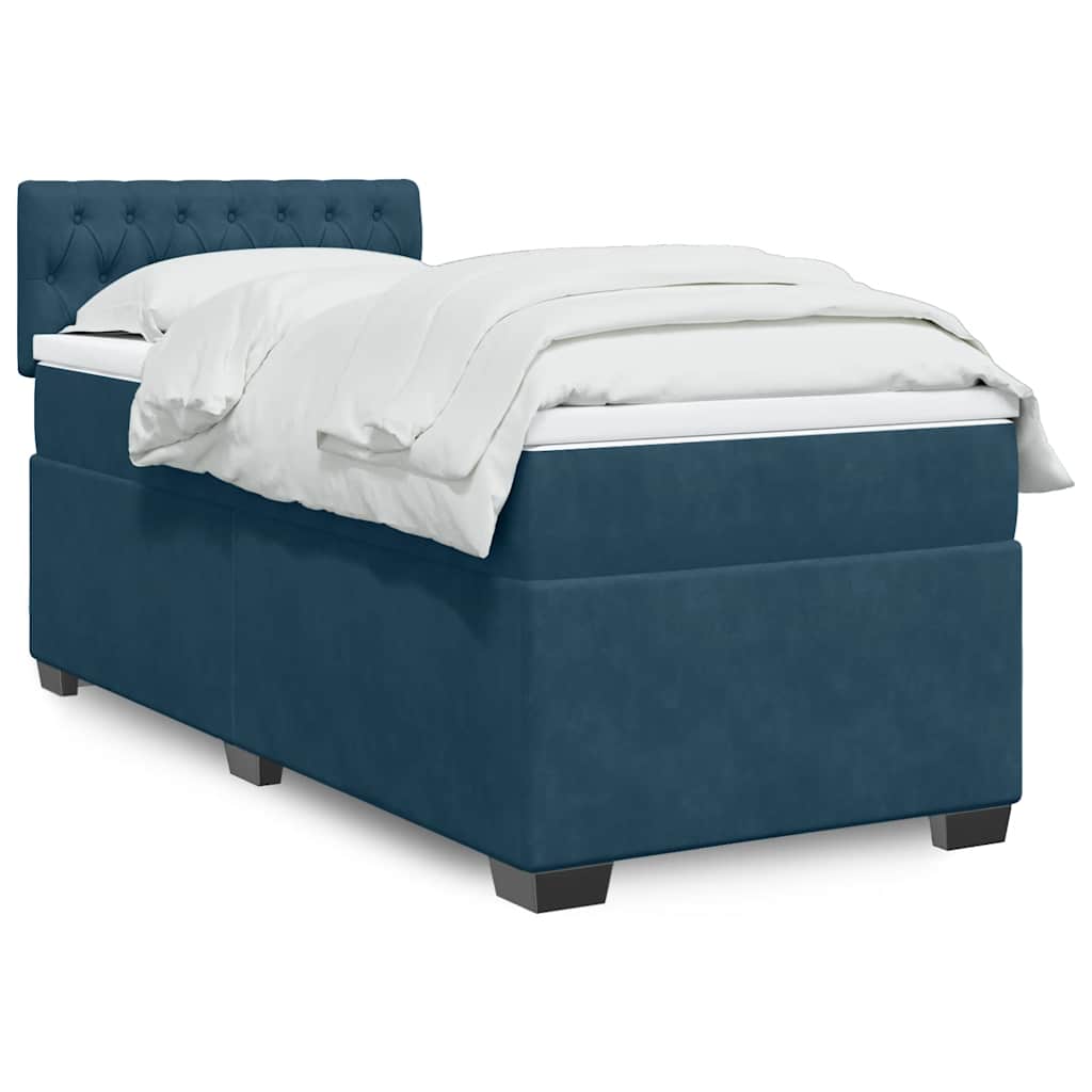 Boxspringbett mit Matratze Dunkelblau 90x190 cm Samt