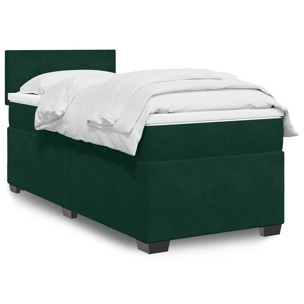 Boxspringbett mit Matratze Dunkelgrün 90x200 cm Samt