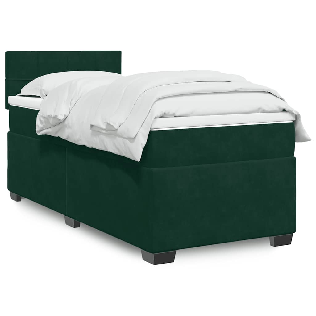 Boxspringbett mit Matratze Dunkelgrün 90x200 cm Samt