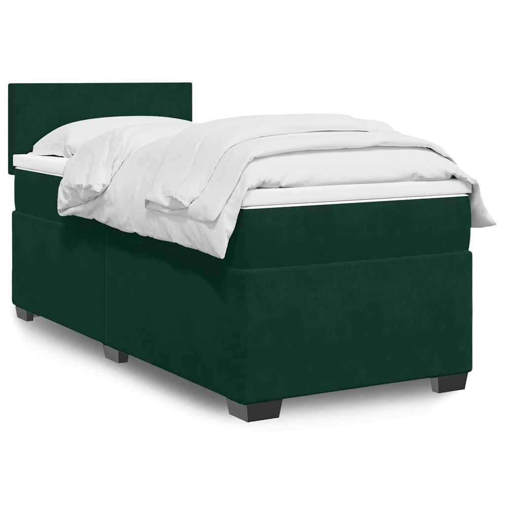 Boxspringbett mit Matratze Dunkelgrün 100x200 cm Samt