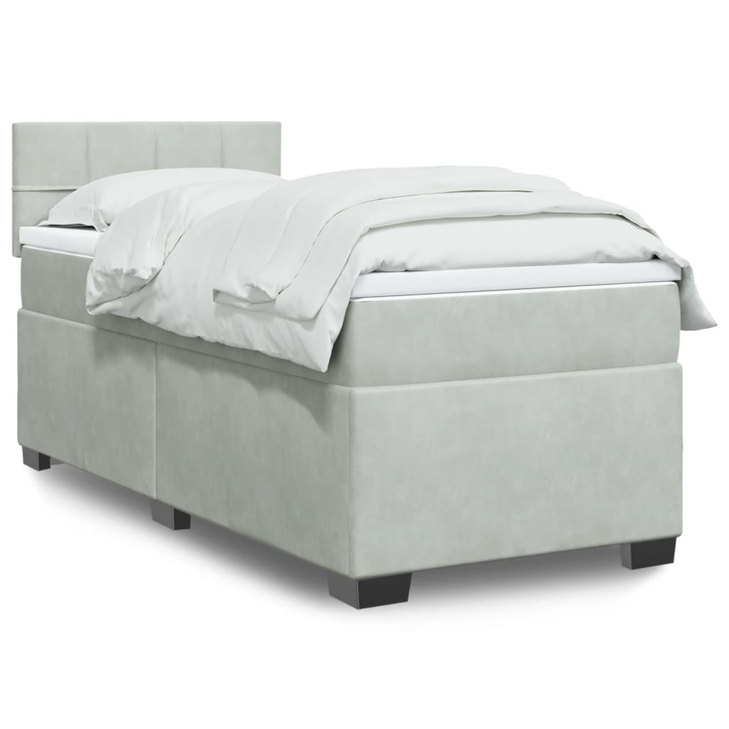 Boxspringbett mit Matratze Hellgrau 100x200 cm Samt