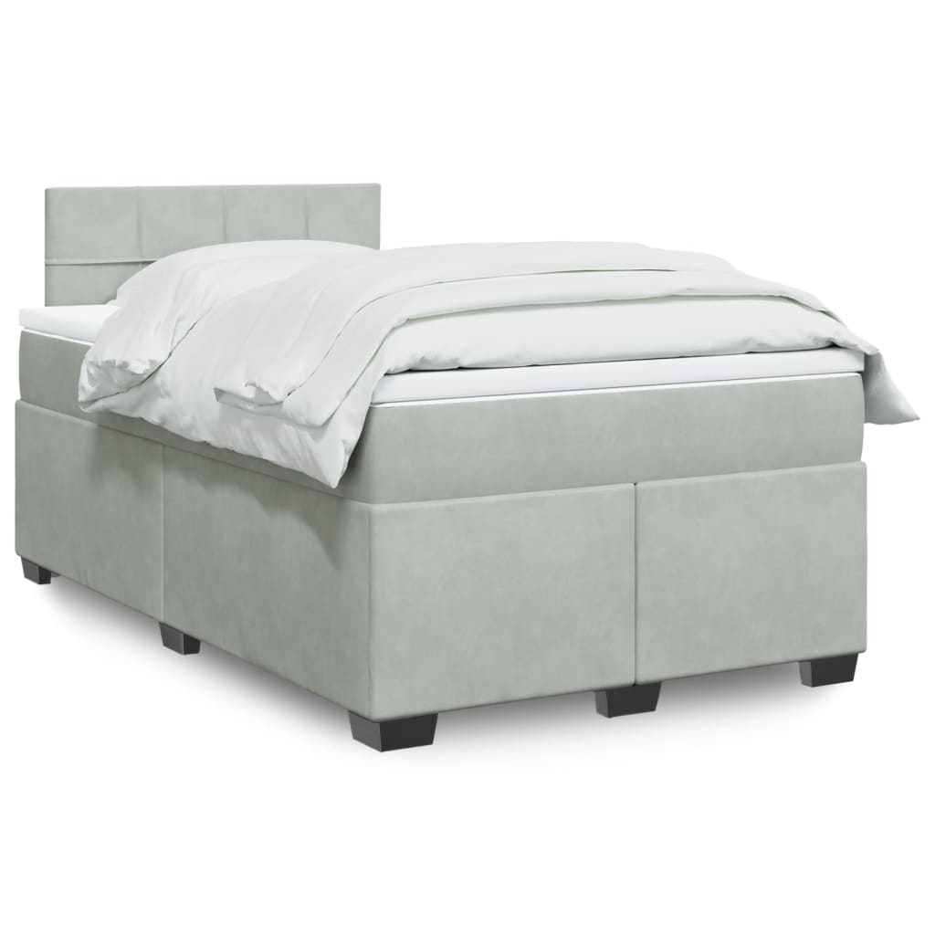 Boxspringbett mit Matratze Hellgrau 120x190 cm Samt