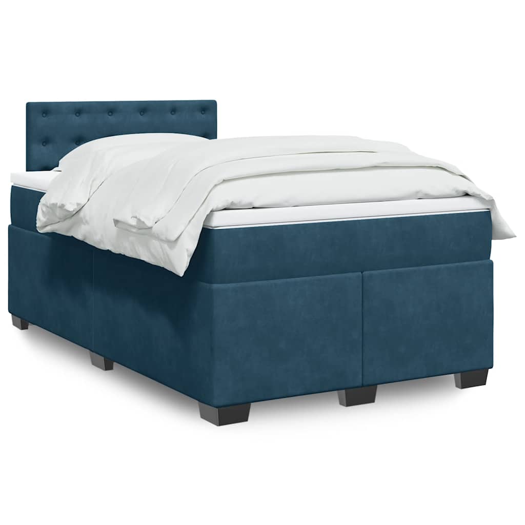 Boxspringbett mit Matratze Dunkelblau 120x190 cm Samt