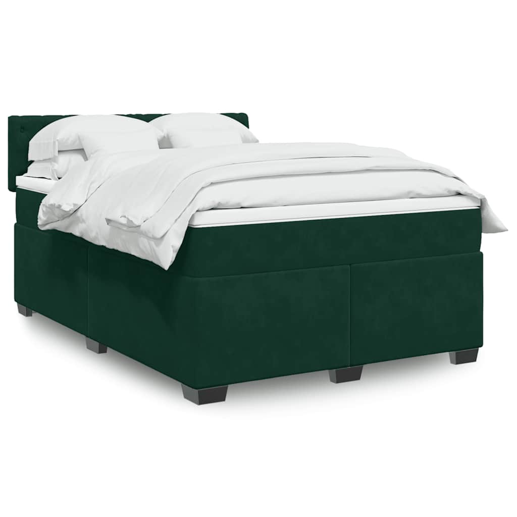 Boxspringbett mit Matratze Dunkelgrün 140x190 cm Samt