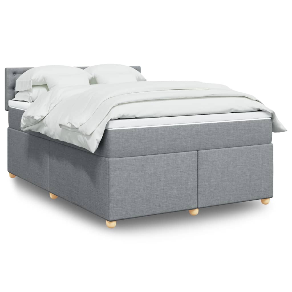 Boxspringbett mit Matratze Hellgrau 140x190 cm Stoff