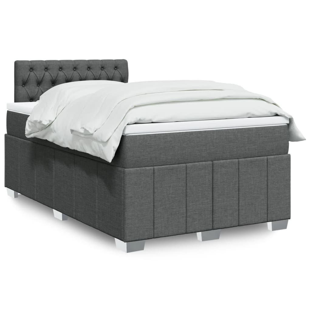 Boxspringbett mit Matratze Dunkelgrau 120x190 cm Stoff