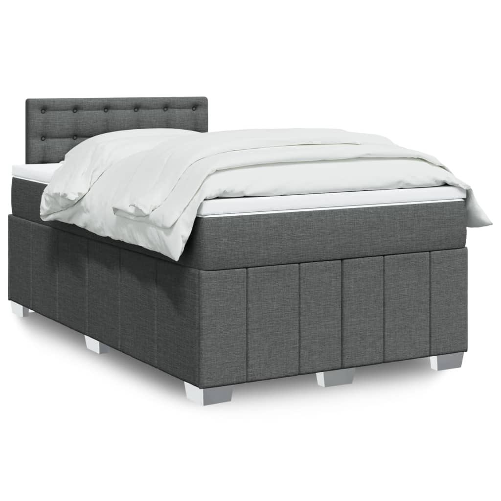 Boxspringbett mit Matratze Dunkelgrau 120x190 cm Stoff