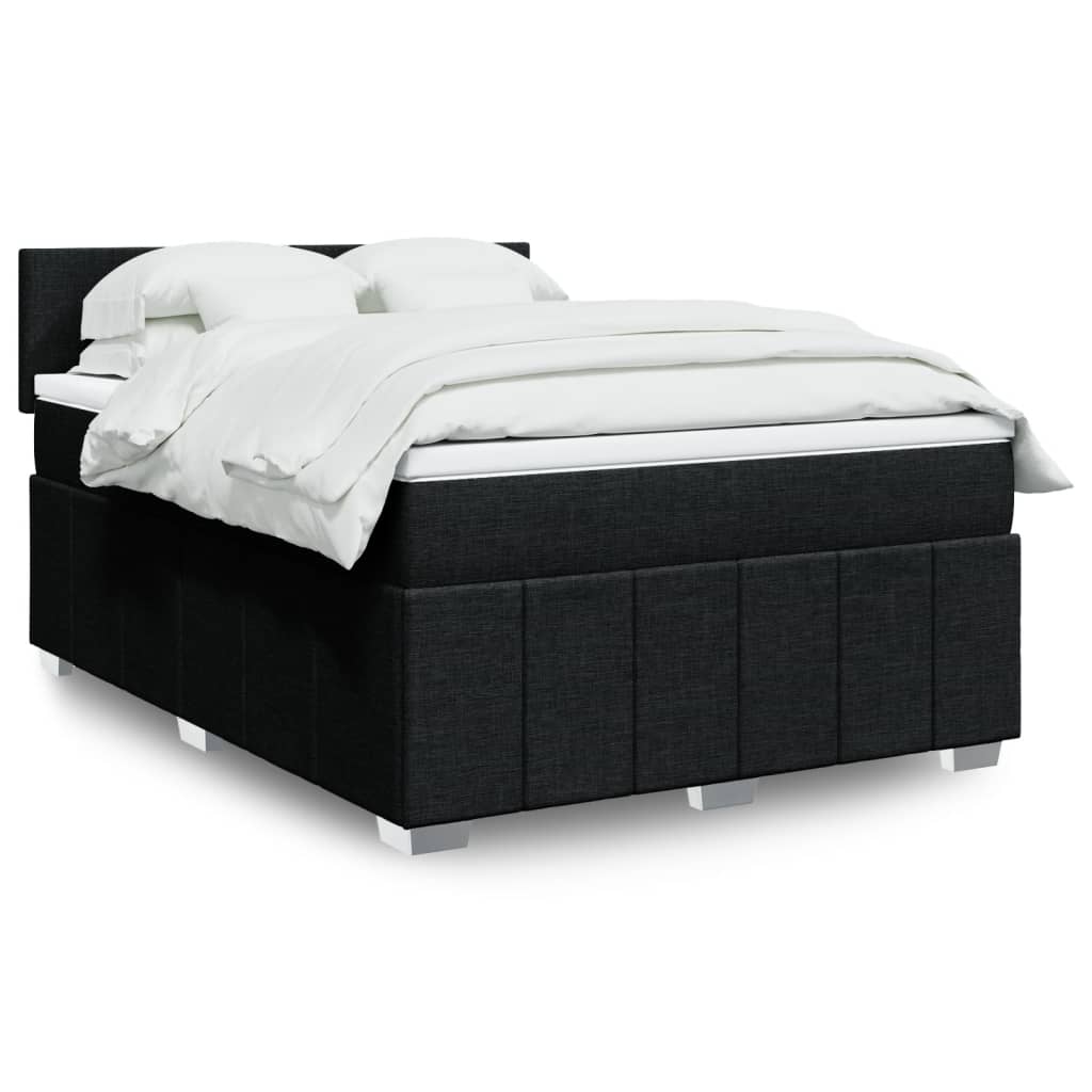 Boxspringbett mit Matratze Schwarz 140x190 cm Stoff