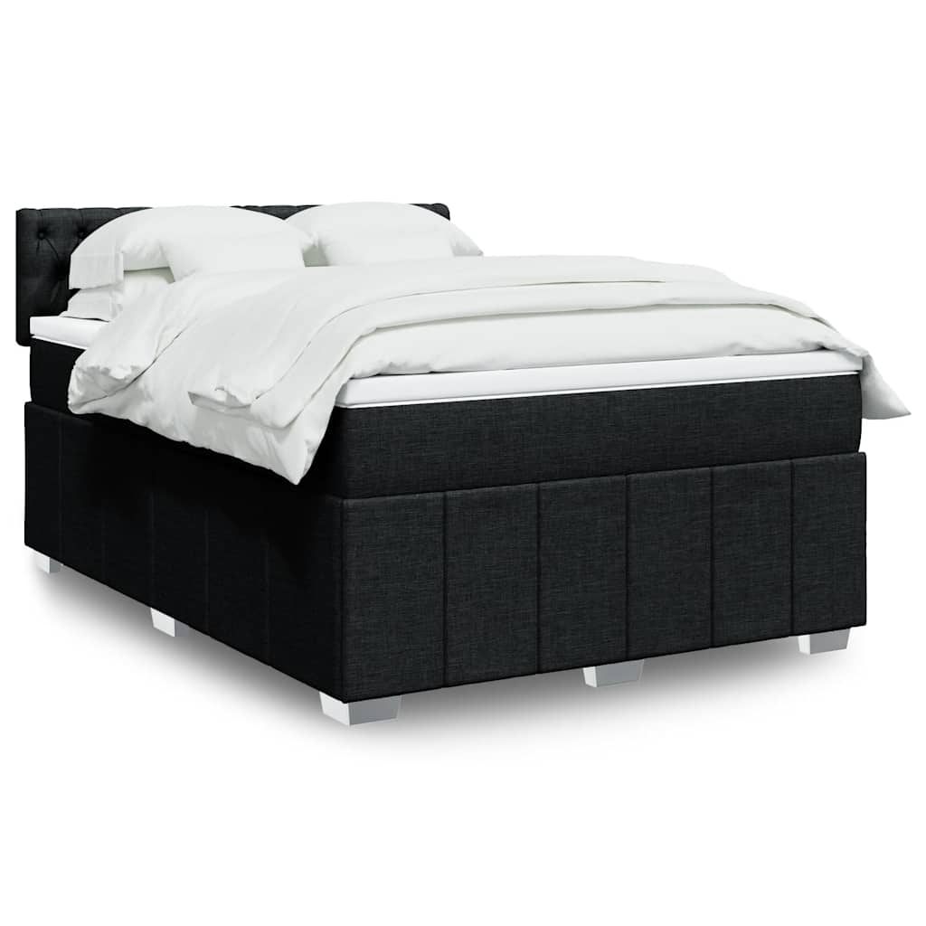 Boxspringbett mit Matratze Schwarz 140x190 cm Stoff