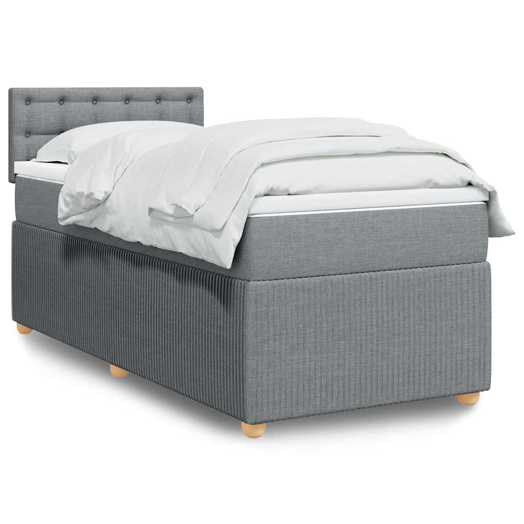 Boxspringbett mit Matratze Hellgrau 80x200 cm Stoff