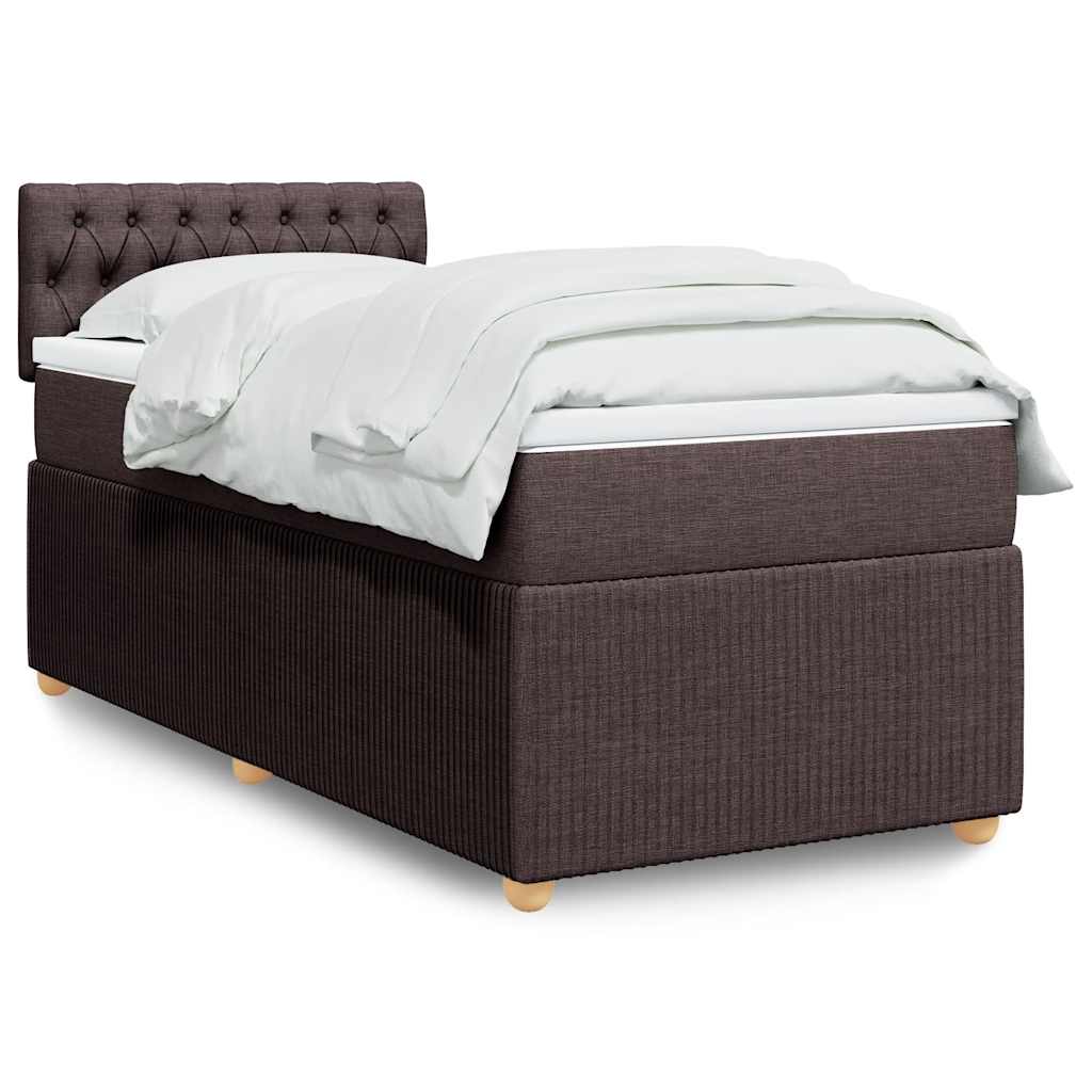 Boxspringbett mit Matratze Dunkelbraun 90x190 cm Stoff