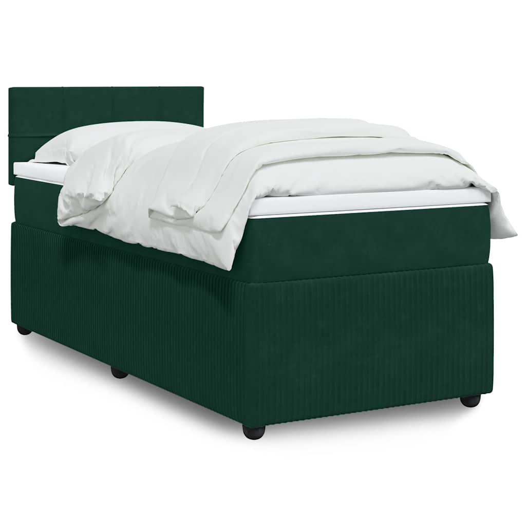 Boxspringbett mit Matratze Dunkelgrün 80x200 cm Samt