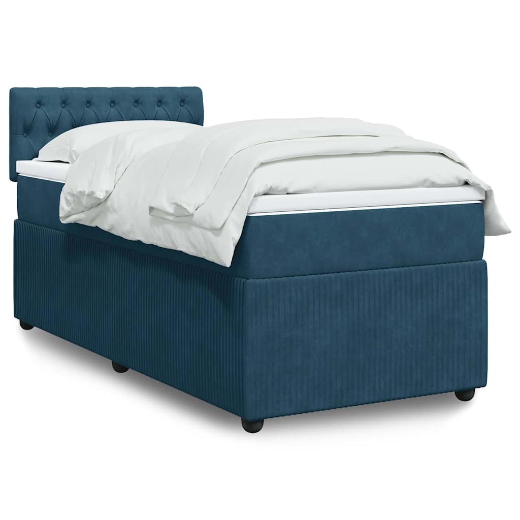 Boxspringbett mit Matratze Blau 80x200 cm Samt