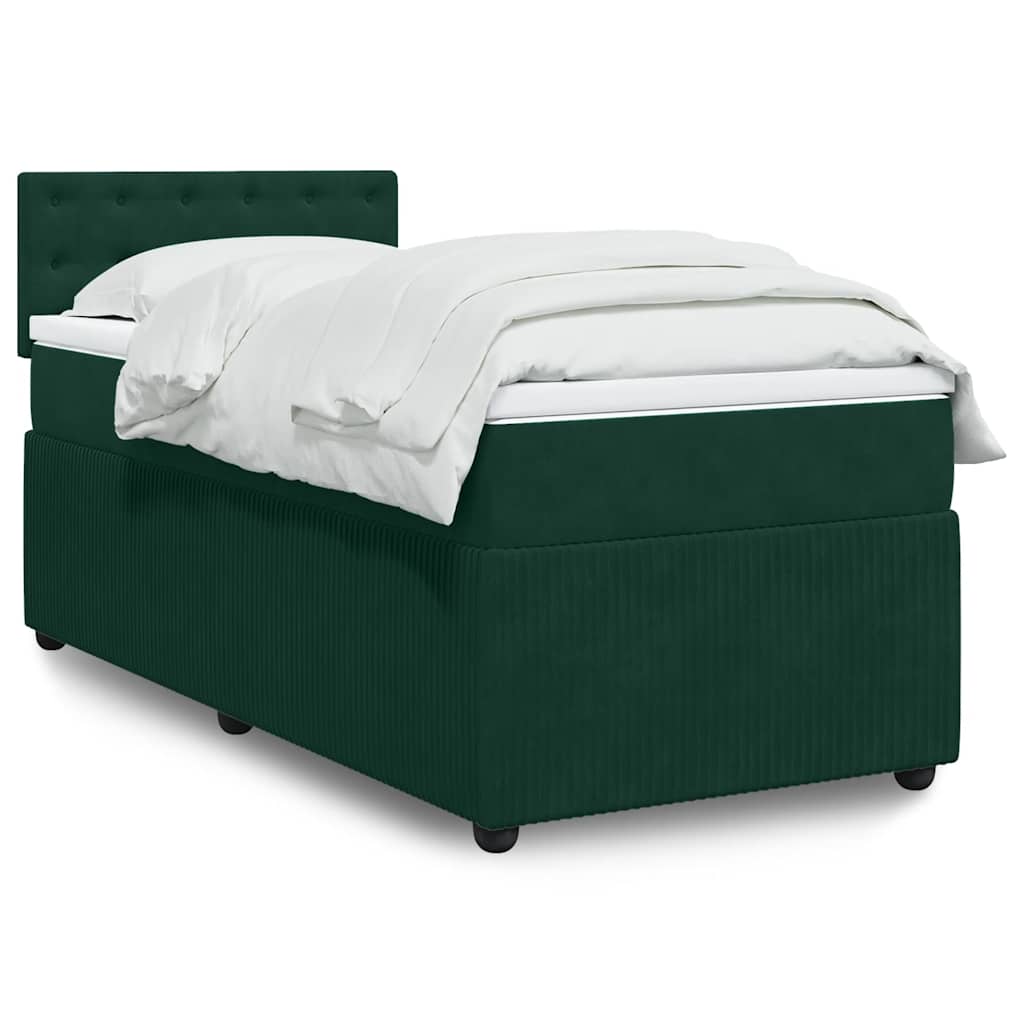 Boxspringbett mit Matratze Dunkelgrün 90x190 cm Samt