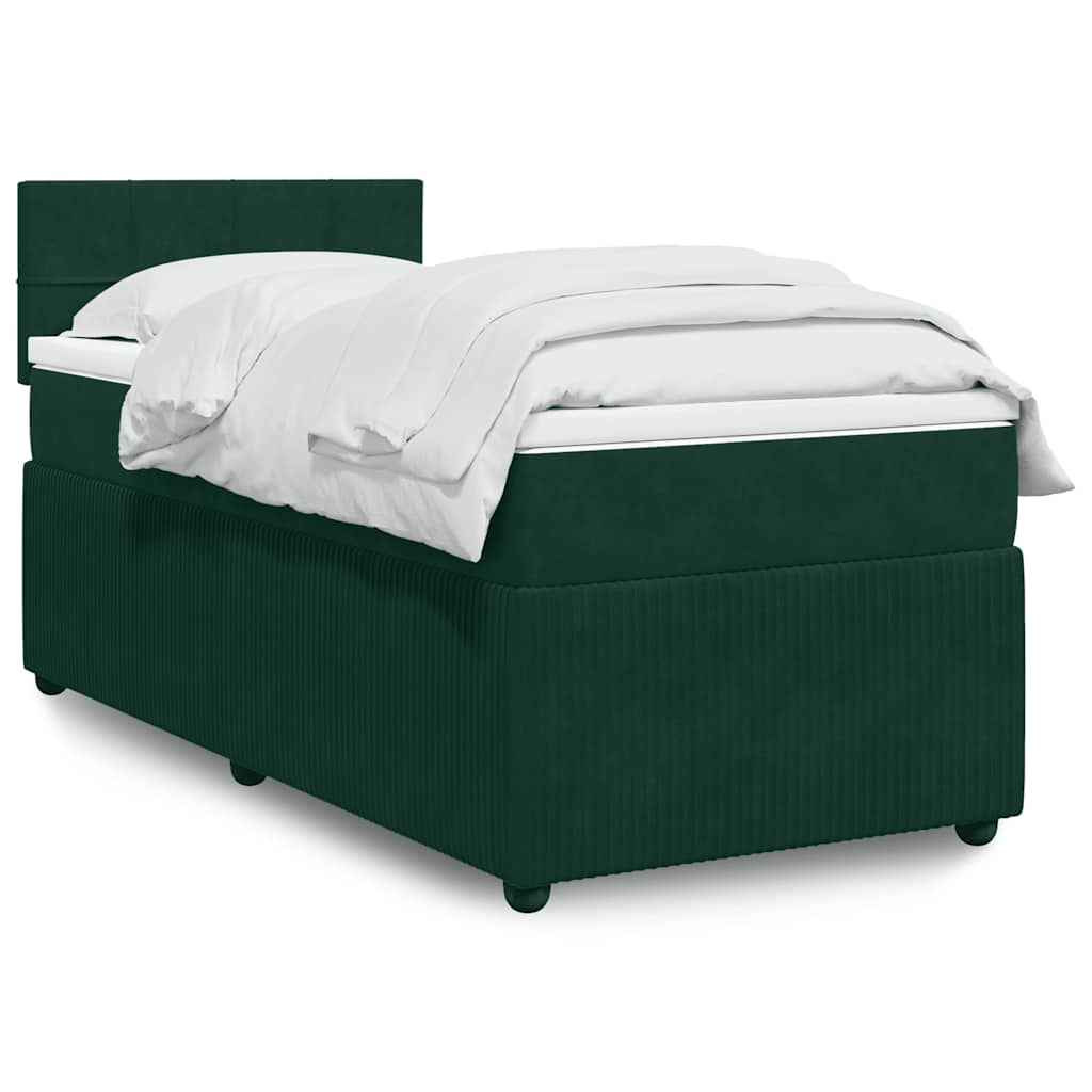 Boxspringbett mit Matratze Dunkelgrün 100x200 cm Samt