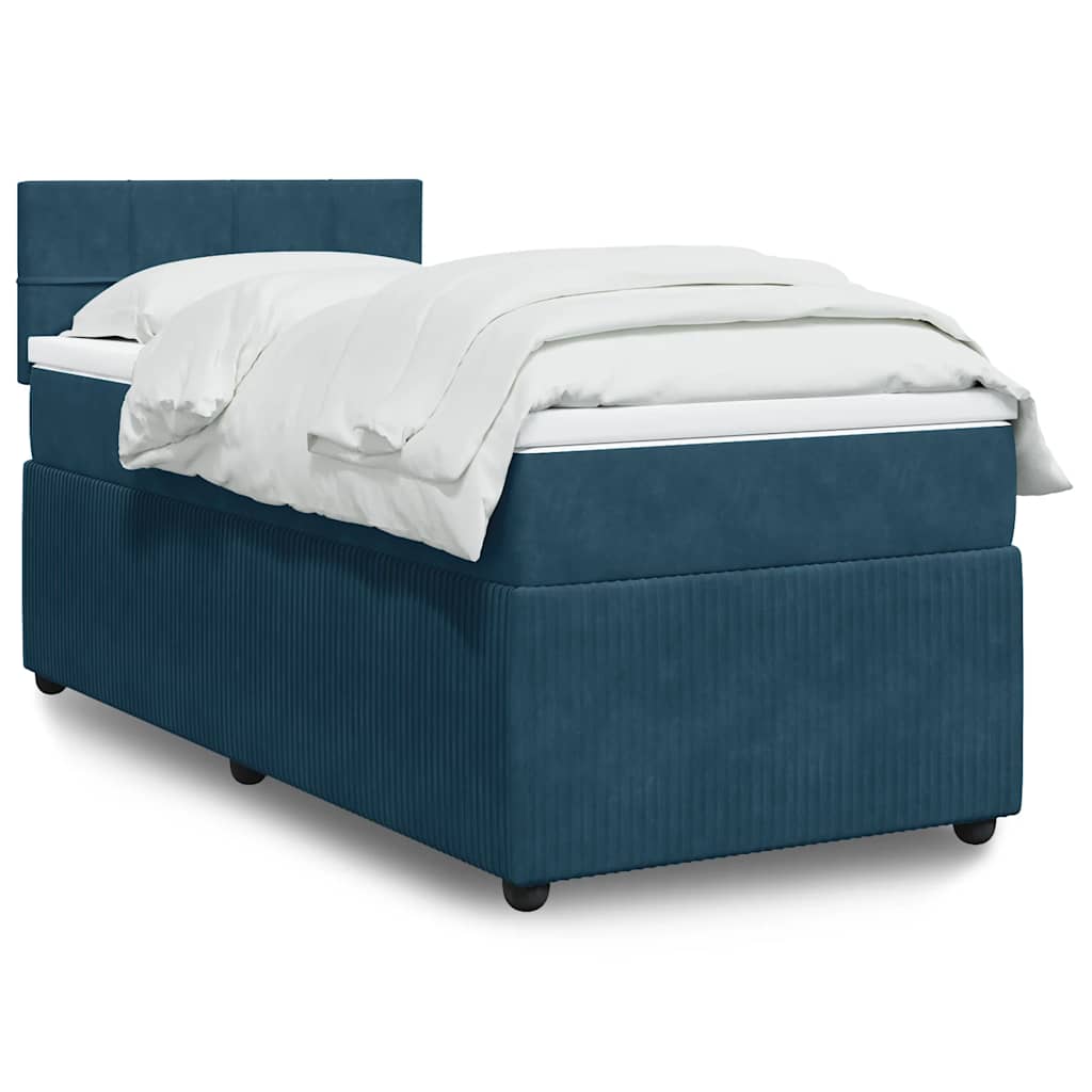 Boxspringbett mit Matratze Blau 100x200 cm Samt