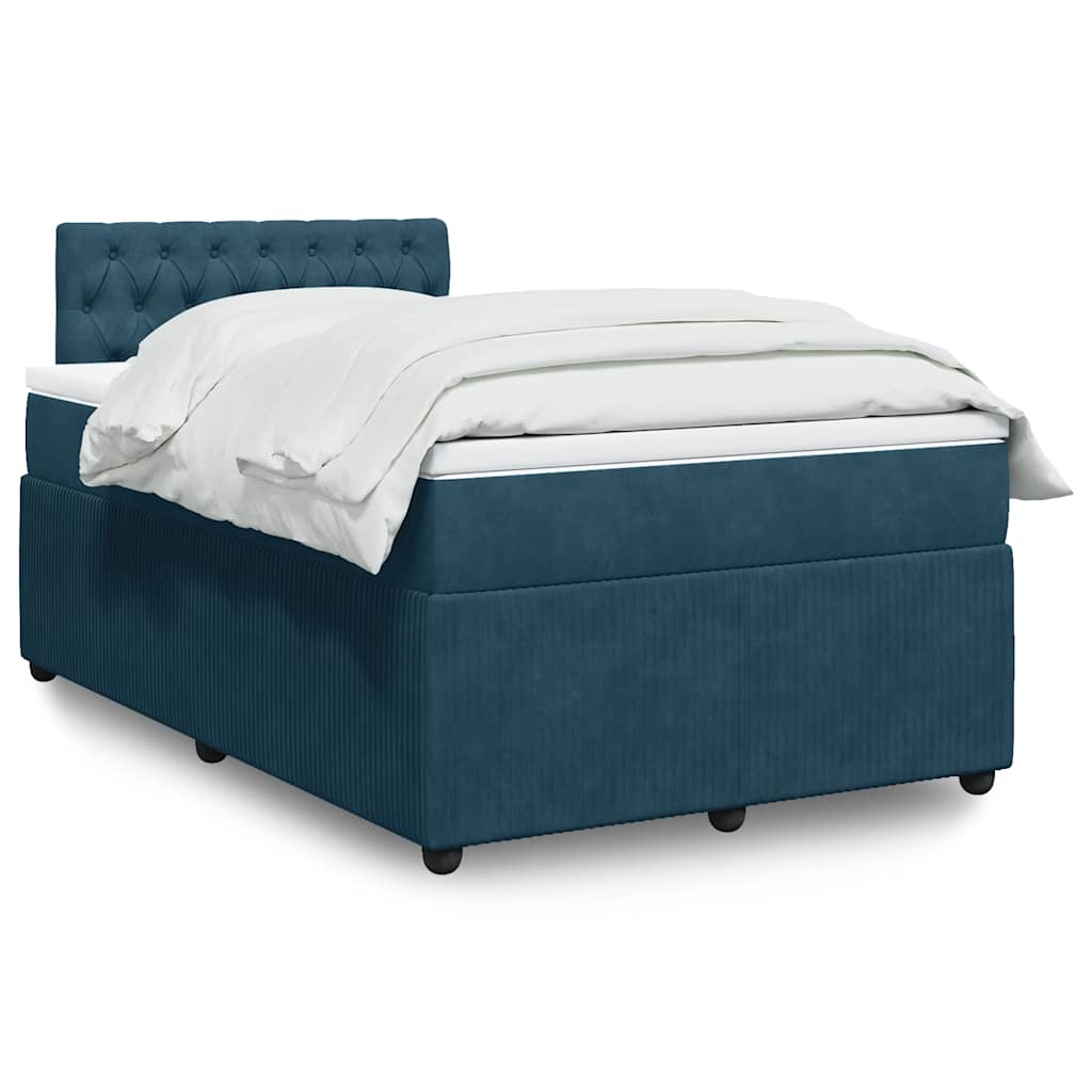 Boxspringbett mit Matratze Blau 120x200 cm Samt