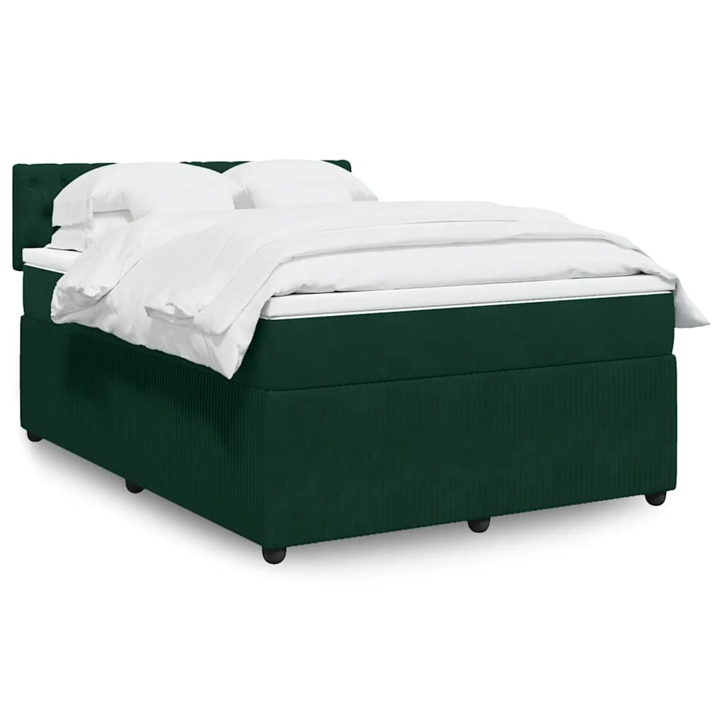 Boxspringbett mit Matratze Dunkelgrün 140x190 cm Samt