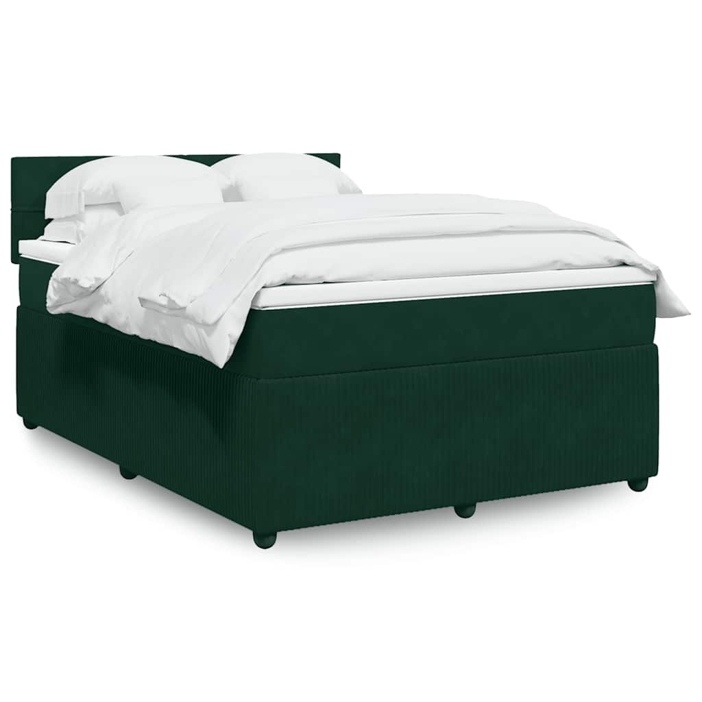 Boxspringbett mit Matratze Dunkelgrün 160x200 cm Samt