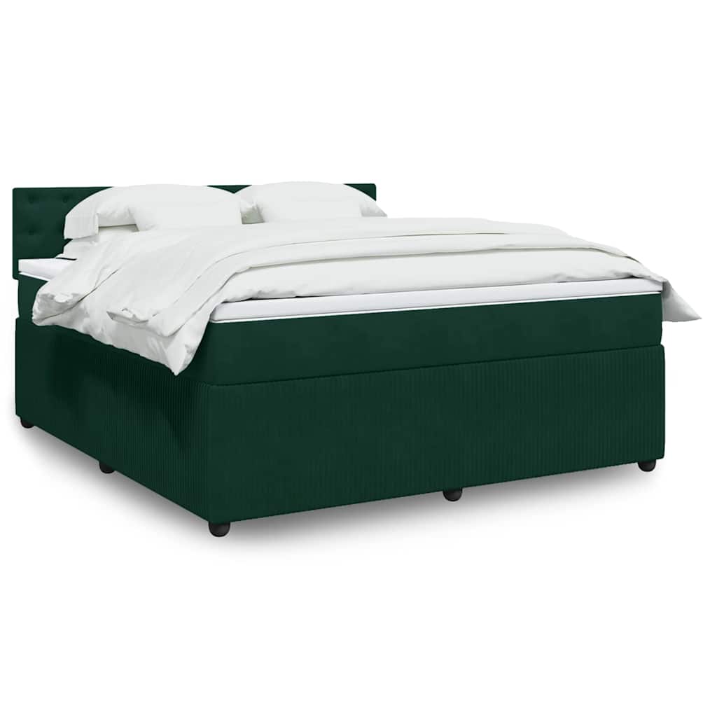 Boxspringbett mit Matratze Dunkelgrün 180x200 cm Samt
