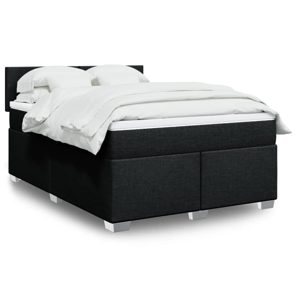 Boxspringbett mit Matratze Schwarz 140x190 cm Stoff