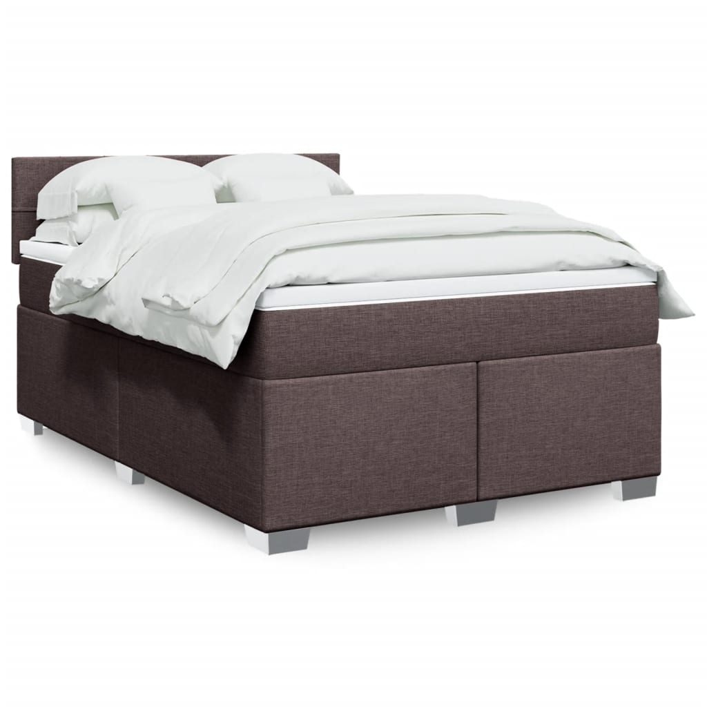 Boxspringbett mit Matratze Dunkelbraun 140x190 cm Stoff