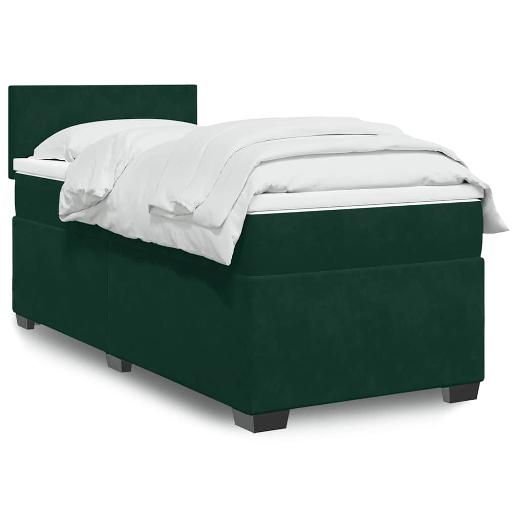 Boxspringbett mit Matratze Dunkelgrün 80x200 cm Samt